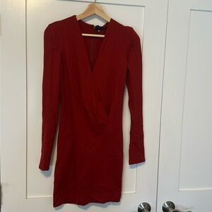 Red Maxi Dress with Deep Plunge